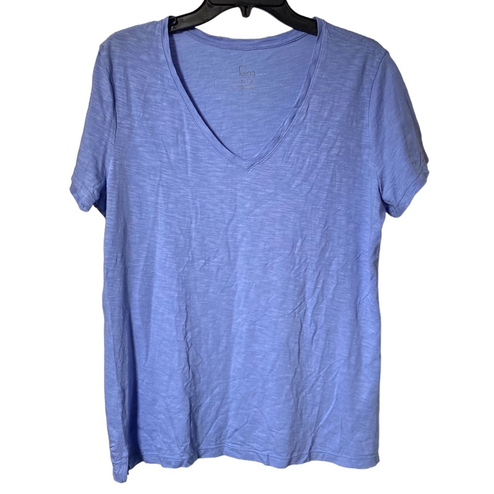 2/$15 Felina periwinkle semi fitted short sleeve v-neck T-shirt women’s XL